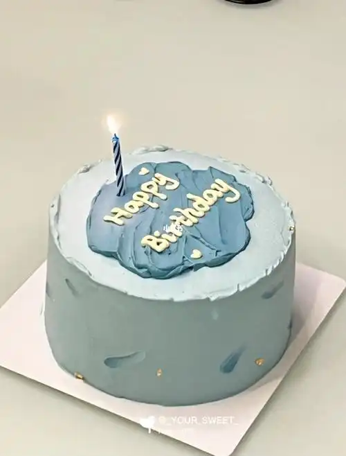 温哥华蛋糕ins风男生蓝色系蛋糕