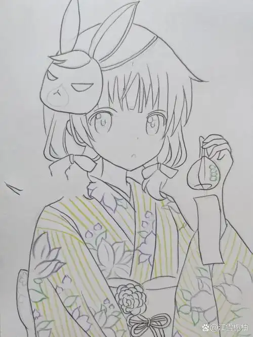 91马克笔动漫人物手绘(步骤) 简单动漫人物手绘图片已完成73 线稿