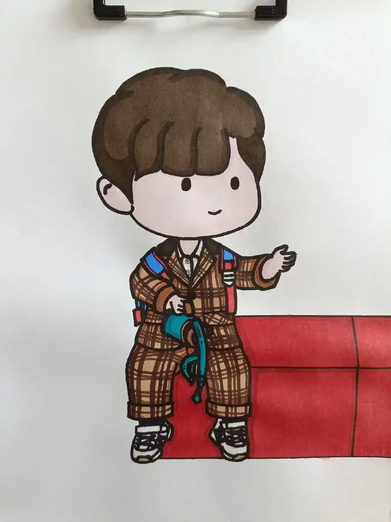 马克笔绘画#q版人物手绘#穿西装的小男孩 - 抖音