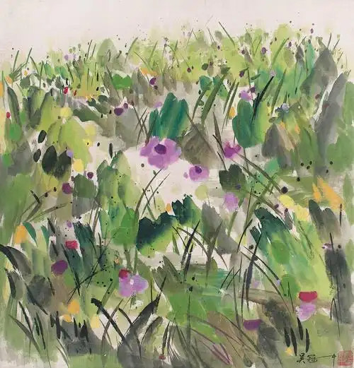 吴冠中 - 花卉 纸本 镜片