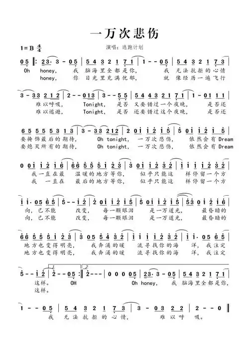 一万次悲伤_图片谱_17吉他网