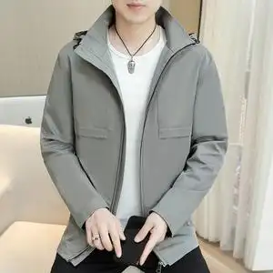 男装春秋中长款休闲连帽外套男宽松上衣秋装百搭男士加肥加大夹克