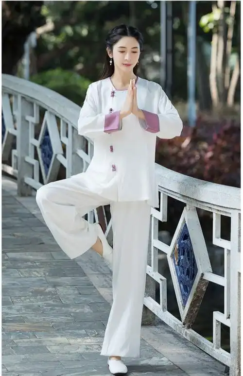 武极堂陈家沟同款棉麻太极服女新款太极拳服练功服武术表演服装春夏