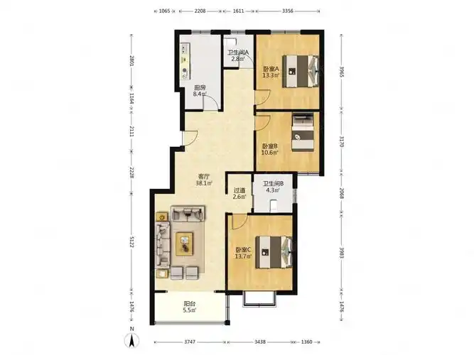 房子大三房户型方正中间楼层电梯房业主诚心卖