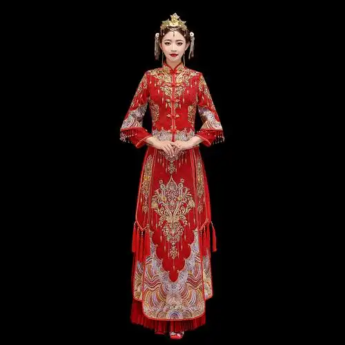 结婚中式新娘礼服女出阁服敬酒服绣和服禾服秀禾女秀禾服2020新款