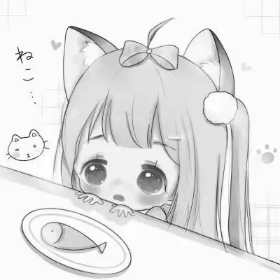 超可爱的黑白动漫女生头像图片