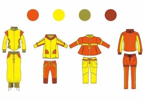 服装色彩作业橘色,黄色