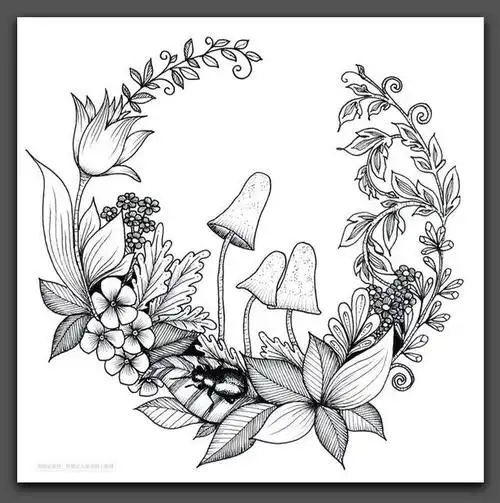 素材分享|用点线面表现强烈的装饰感,这些黑白线描画真美!