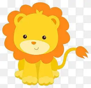 卡通手绘呆萌小狮子插画素材