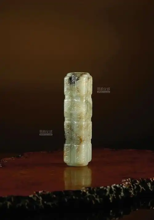 明·沁色仿古高阶玉琮