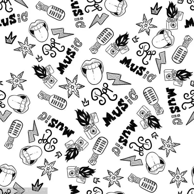 说唱音乐嘻哈涂鸦图案与说唱