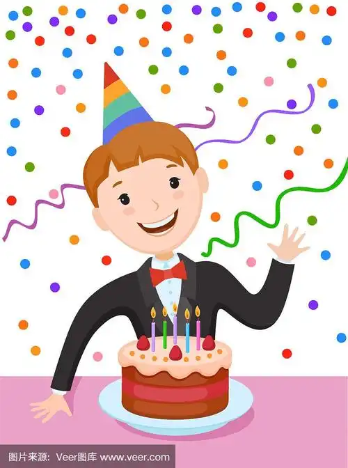 庆祝生日可爱的卡通男孩