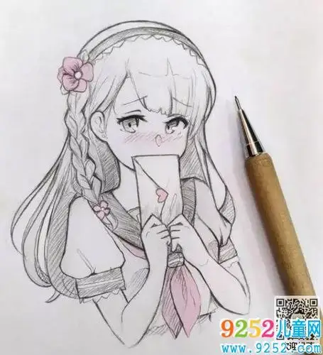 少女铅笔手绘简笔画 小女孩简笔画