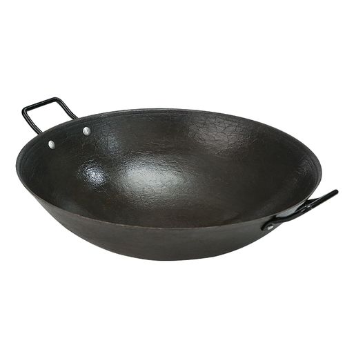 铁锅老式双耳铸铁小号炒锅家用生铁圆底涂层炒锅