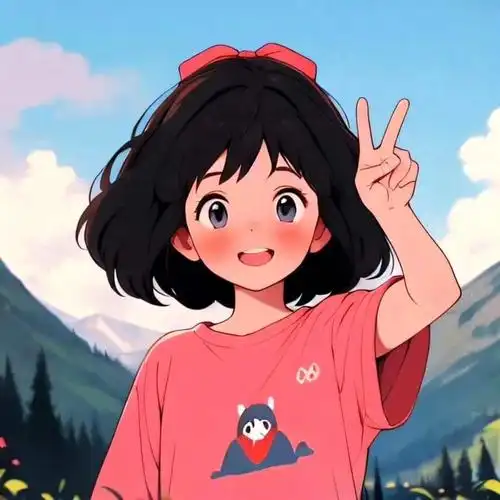 比耶的小女孩头像图片 ai绘画动漫女孩开心的笑比耶女生头像