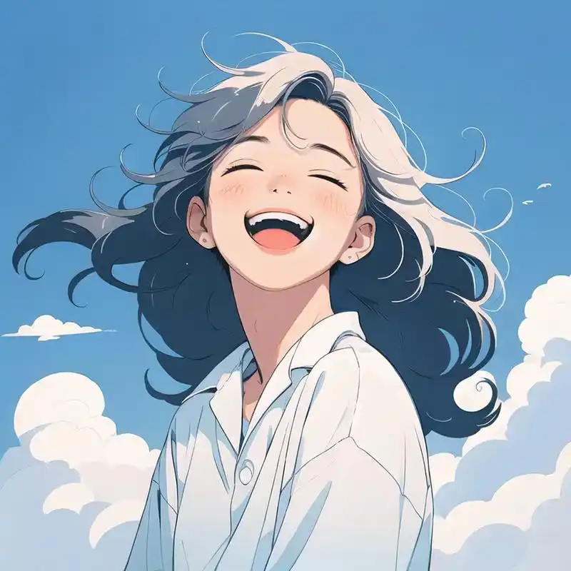 阳光灿烂笑容动漫情侣头像 笑起来像月牙装满了星星,愿你一直拥有如