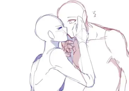 线稿素材情侣cp双人互动姿势参考你的本子能用上