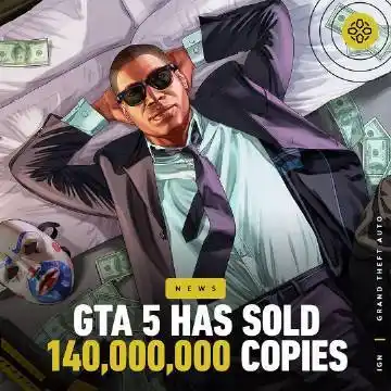 2013年推出的gta5已经卖出了1.4亿份