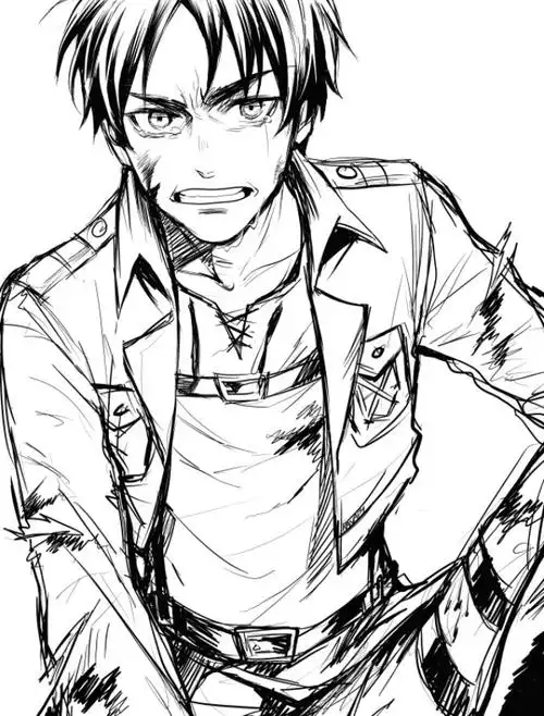 进击的巨人黑白手绘艾伦61耶格尔