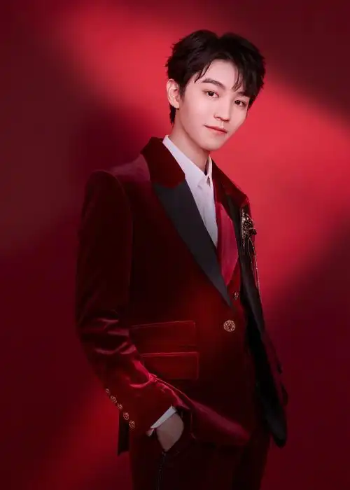 王俊凯红色丝绒西装