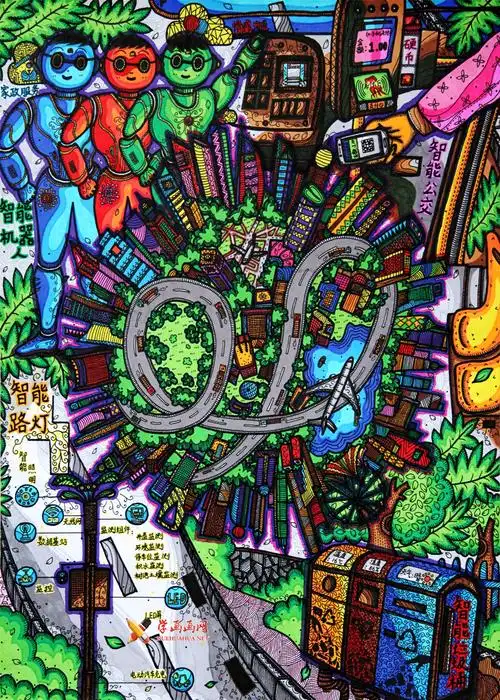 关于未来城市的儿童科幻画获奖作品智慧城市便捷生活欣赏