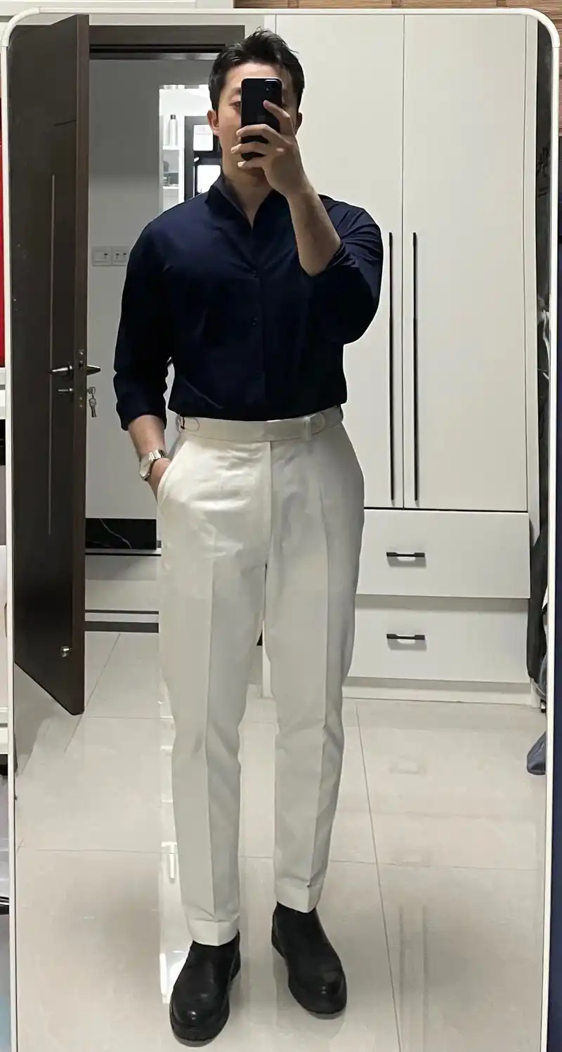 新款针织衬衫 polo衫和白裤子的买家秀 #轻熟穿搭 #男 - 抖音