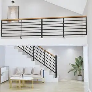 北欧铁艺楼梯扶手实木室内家用阳台护栏榉木栏杆简约阁楼围栏装饰
