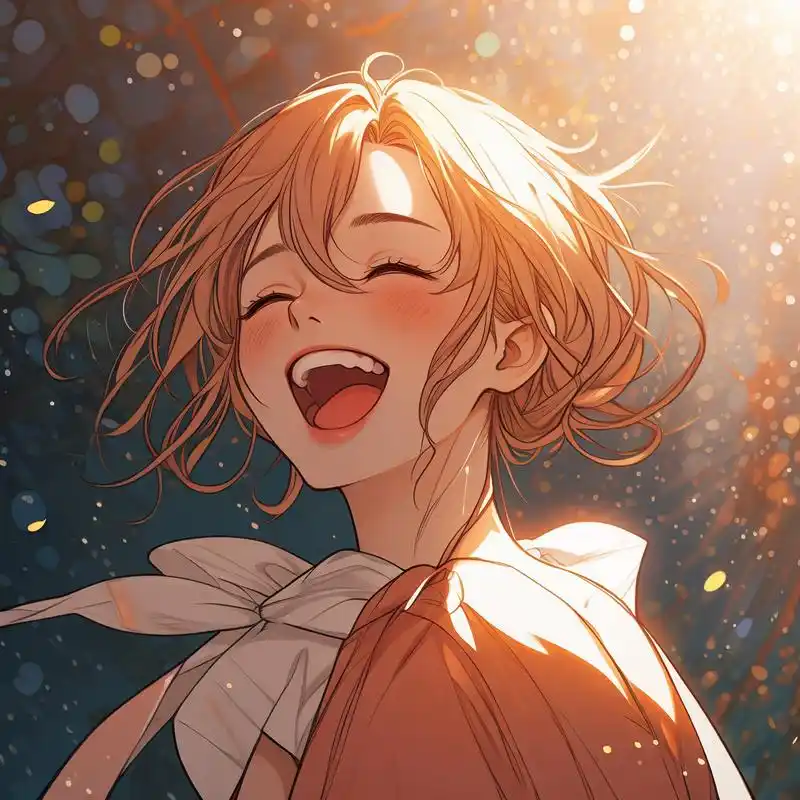 7715阳光女孩的笑容,超治愈漫画头像78 在阳光下的她,笑容如同