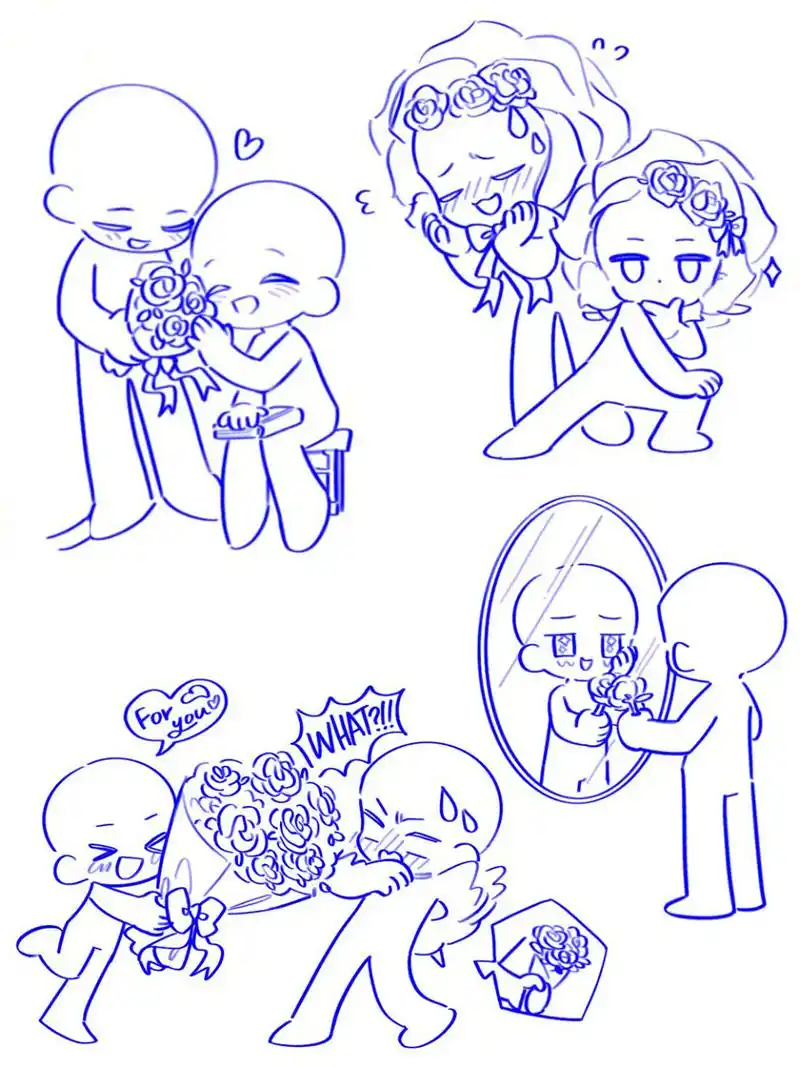 好可爱啊!q版角色人设模板素材! 画师|파랑