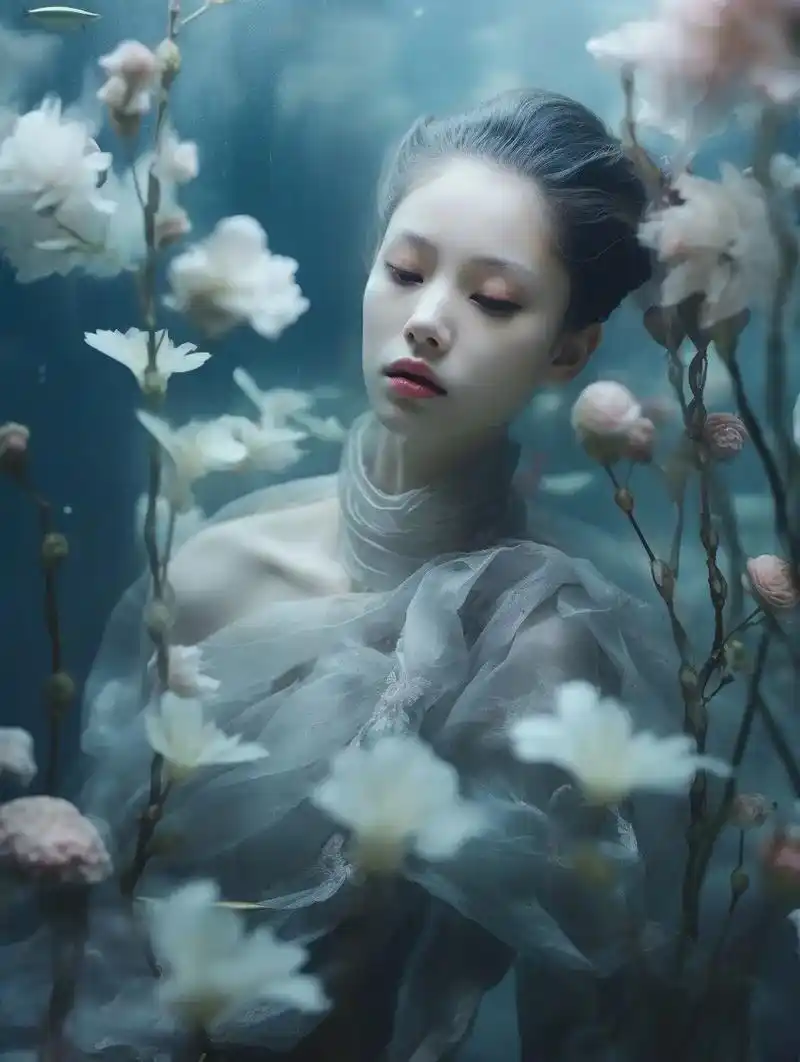 在一片宁静的湖泊深处,有一位美丽的女子 - 抖音