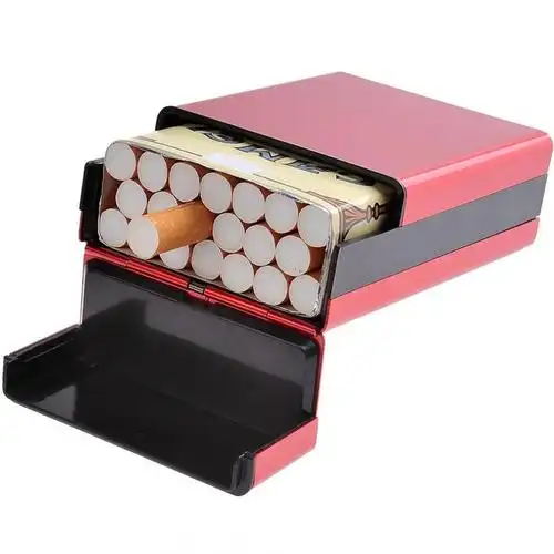 烟盒保护套男士烟盒粗烟20支整包铝合金弹盖保护盒魅力红