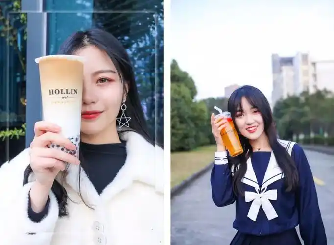 广州美少女的拍照新玩法,看完觉得不会喝奶茶!