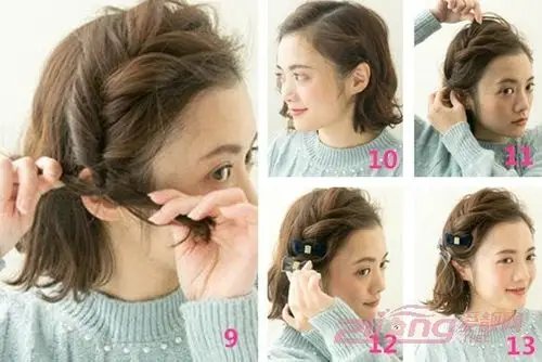 短发也可以编发,美美哒齐肩短发编发教程图解