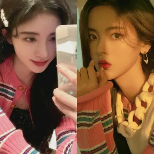 明星撞款鞠婧祎杨超越条纹上衣