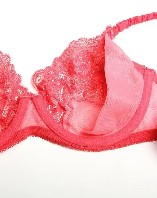 eves temptation女士内衣专场粉红色半透视蕾丝3/4超薄杯文胸