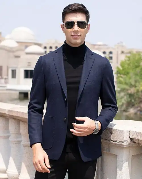 古黛茹品牌羊毛西装男外套商务休闲西服毛呢子单件上衣2020新款秋冬季