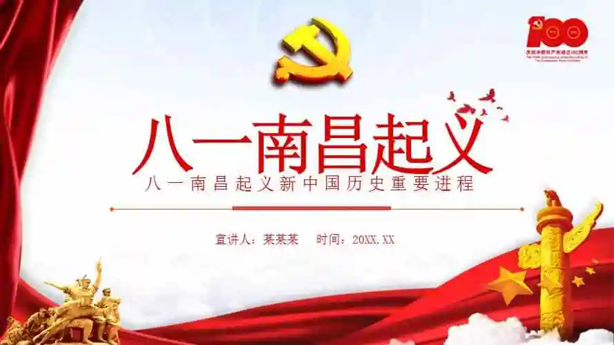 八一南昌起义新中国历史重要进程动态ppt模板下载pptx