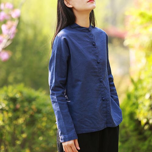 中式立领太极服女棉麻上衣复古盘扣中国国风太极服