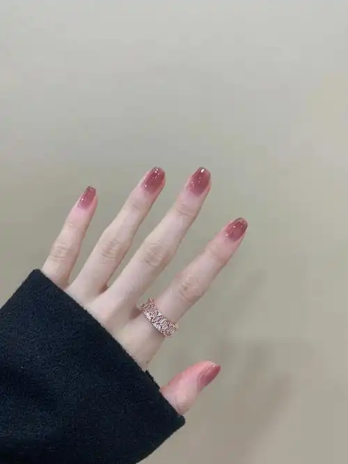 冰透质感温柔果冻紫渐变美甲