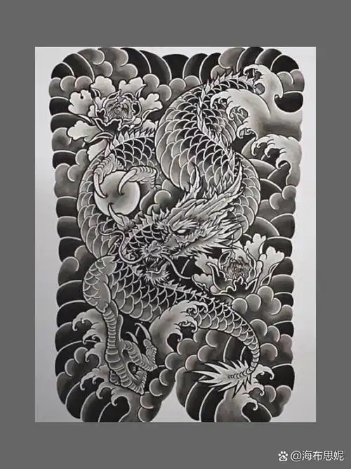 龙纹身手稿 日式老传统龙纹身手稿参考分享