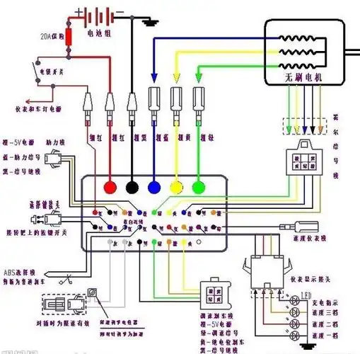 48v电动车控制器接线图电源锁控制器细供红线接电源,锁黄线接在什么土
