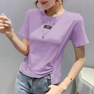 纯棉短袖t恤女网红ins超火夏装2021年新款修身设计感半袖体恤上衣