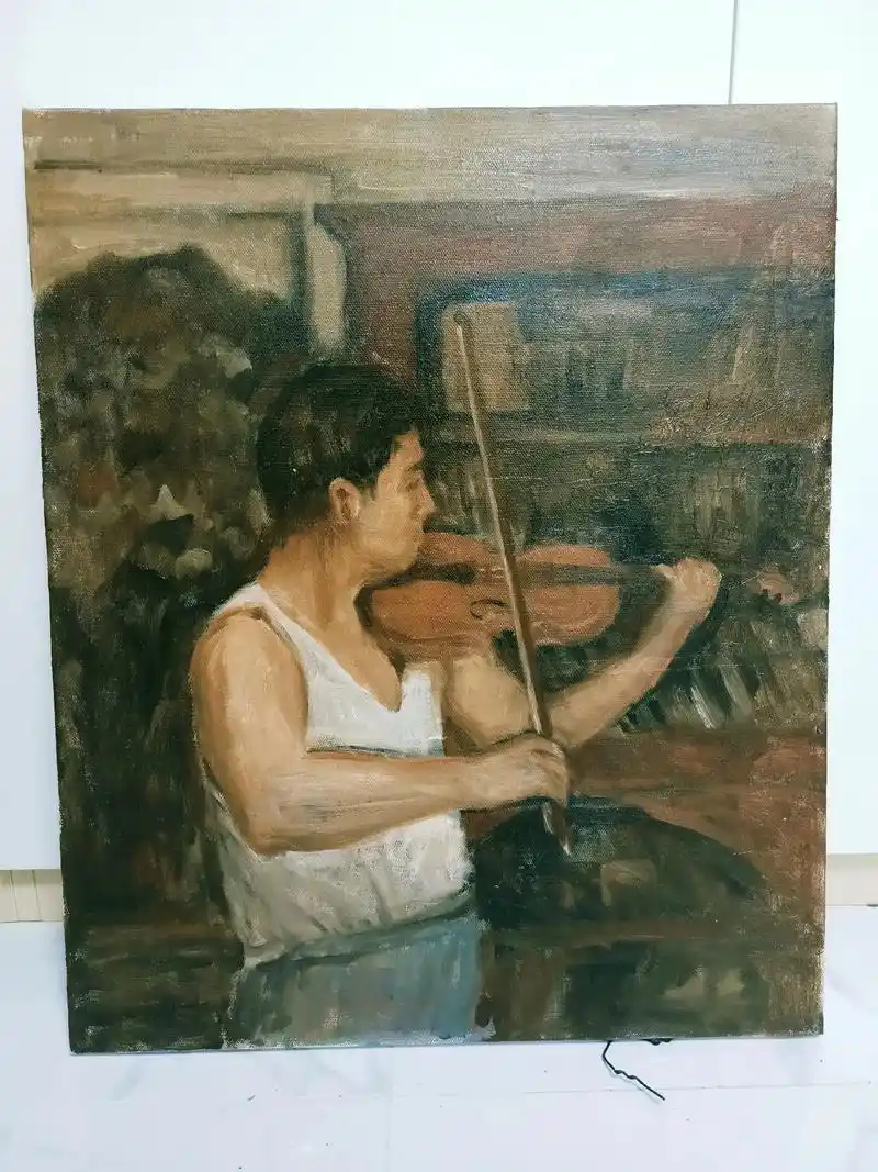 晨练#原创油画 #手绘 #2022.6@@@@#小提琴 #贝 - 抖音