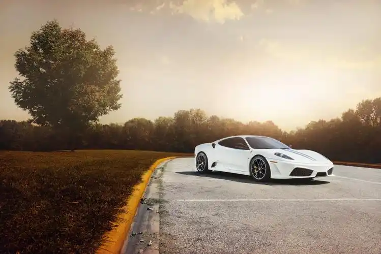 白色法拉利f430跑车4k壁纸