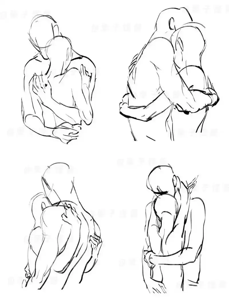 【绘画素材】动态模板,学会画双人组合78.