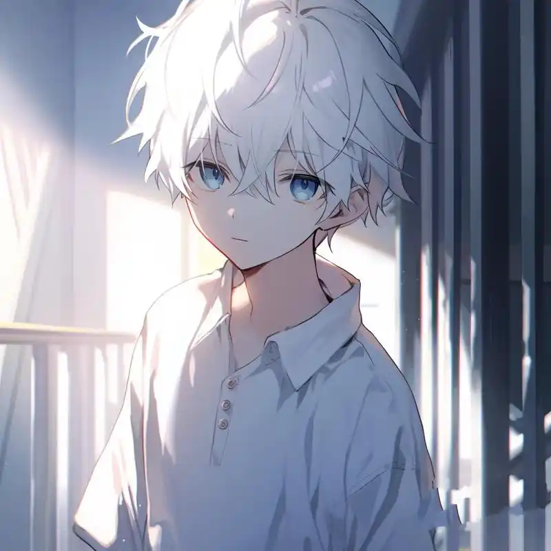 动漫头像|白发蓝瞳男孩
