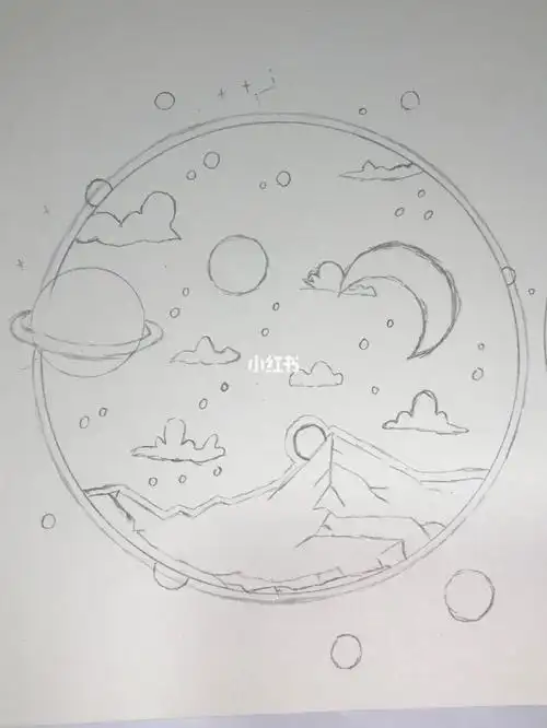 宇宙星河简笔画针管笔简笔画教程文化绘画