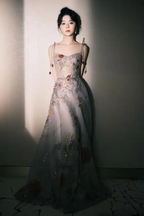 谭松韵繁花油画纱裙造型##谭松韵中国电视剧年度盛典造型