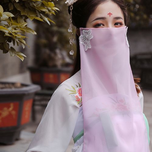原创面巾面纱女遮侠客公主超仙汉服白面巾防嗮民族服装