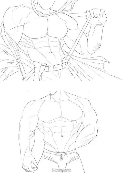 作业:如何学画手绘动漫人物之男性肌肉画法与训练技巧 - neru